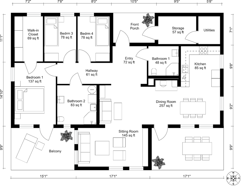 example floor plan from listings